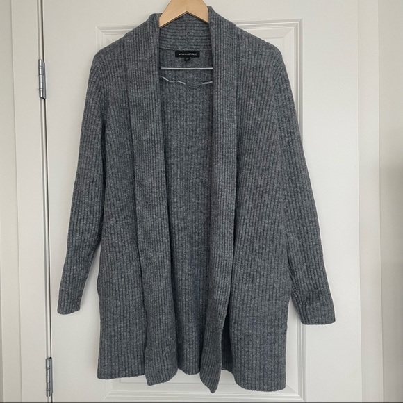 Banana Republic merino-blend long cardigan in heather grey size M - Picture 3 of 9